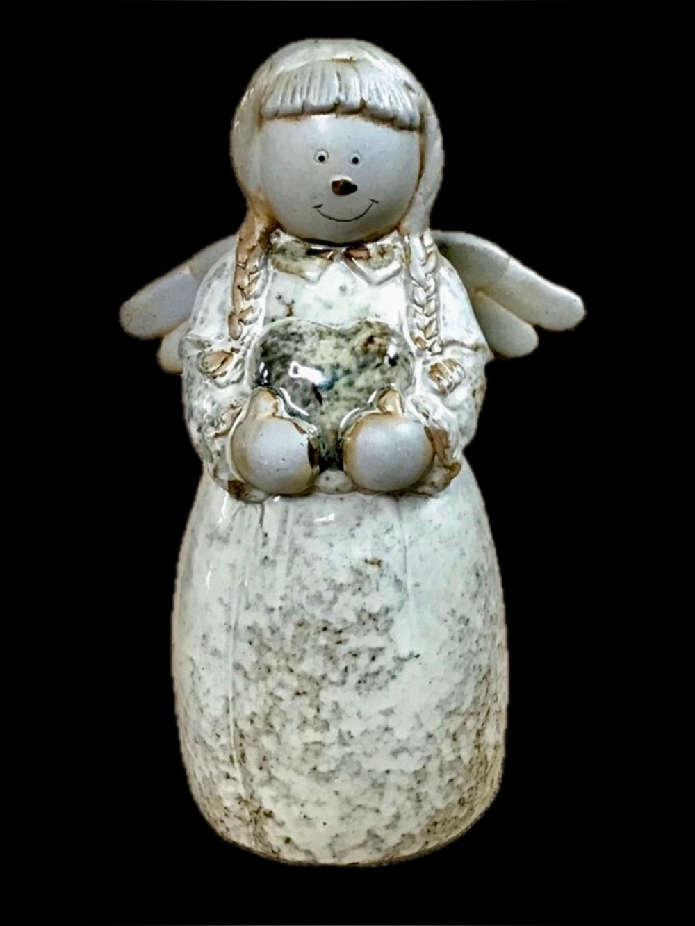 Stoneware Angel Figure Small Statue Kindness Love Rustic Cottagecore Farmhouse